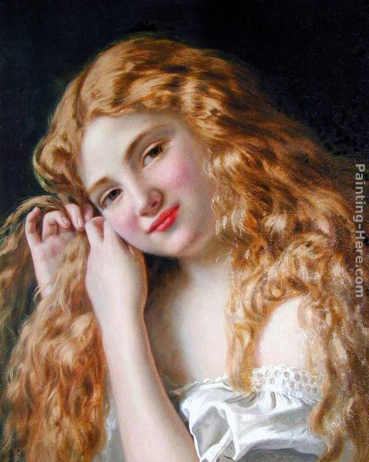 Sophie Gengembre Anderson Young Girl Fixing Her Hair